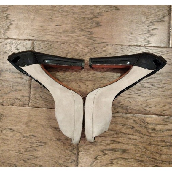 Moschino Size 7.5 Cheap and Chic Peep Toe Heels Suede & Patent Leather Italy - Picture 13 of 16